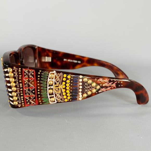 EMMANUELLE KHANH Brown Multicolour Studded Acetate Sunglasses main image 4